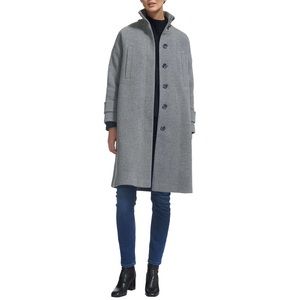 Whistles Grey Rib Funnel Neck Coat